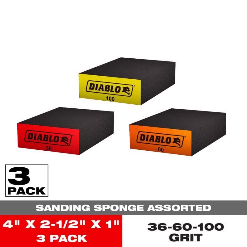 Diablo DFBBLOCAST03G Sanding Sponge Flat 3Pk