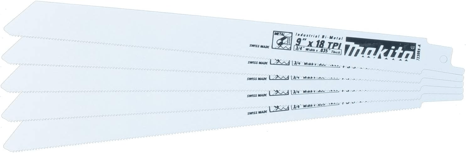 Makita 723069-A-5 9Metal Cutting Recipro Saw Blade, 18TPI, 5 pk