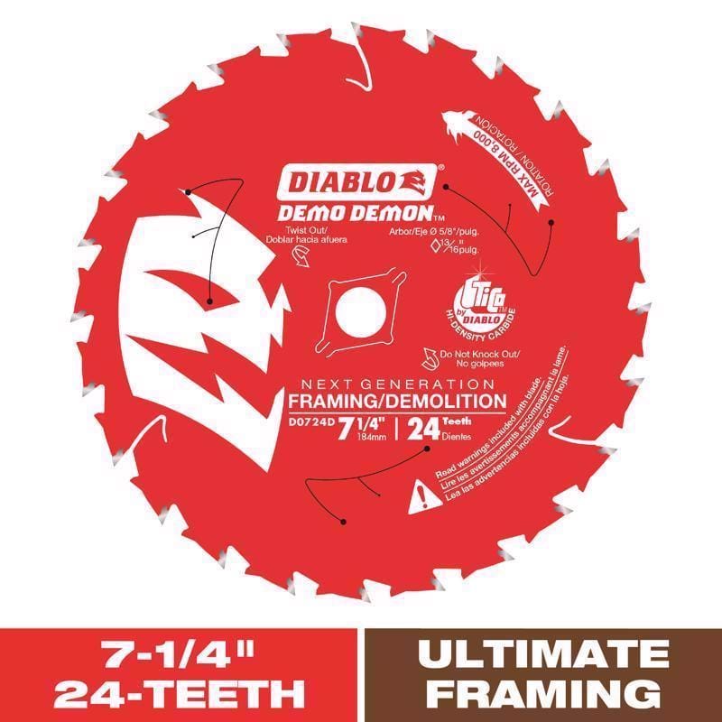 Diablo D0724DA Saw Blade, 24-Tooth Demo Demon Framing