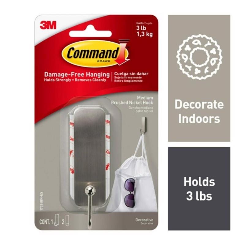 3M 17034BN-ES Medium Metal Hook Bn