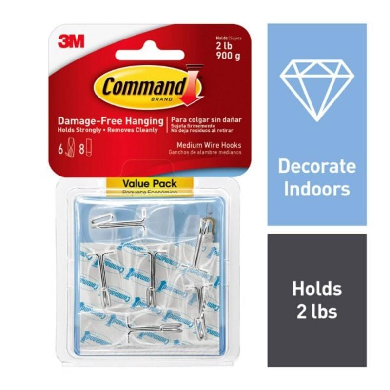 3M 17065CLR-6ES Wire Hook Med Clr 6Pk