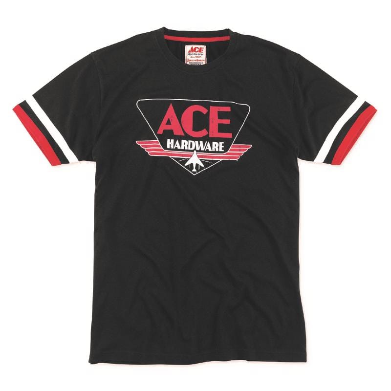 Ace Vintage Threads SRJ002A BLK-MD M Short Sleeve Men's Crew Neck Black Tee Shirt