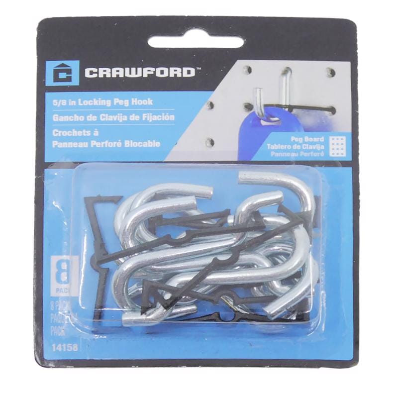 Crawford 14158 Zinc Plated Black/Silver Steel 0.6 in. Peg Hooks 1 pk