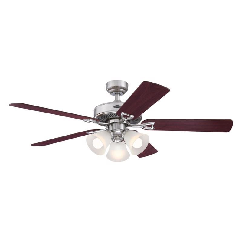 Westinghouse 7312200 Vintage 52 in. Brushed Nickel Brown LED Indoor Ceiling Fan