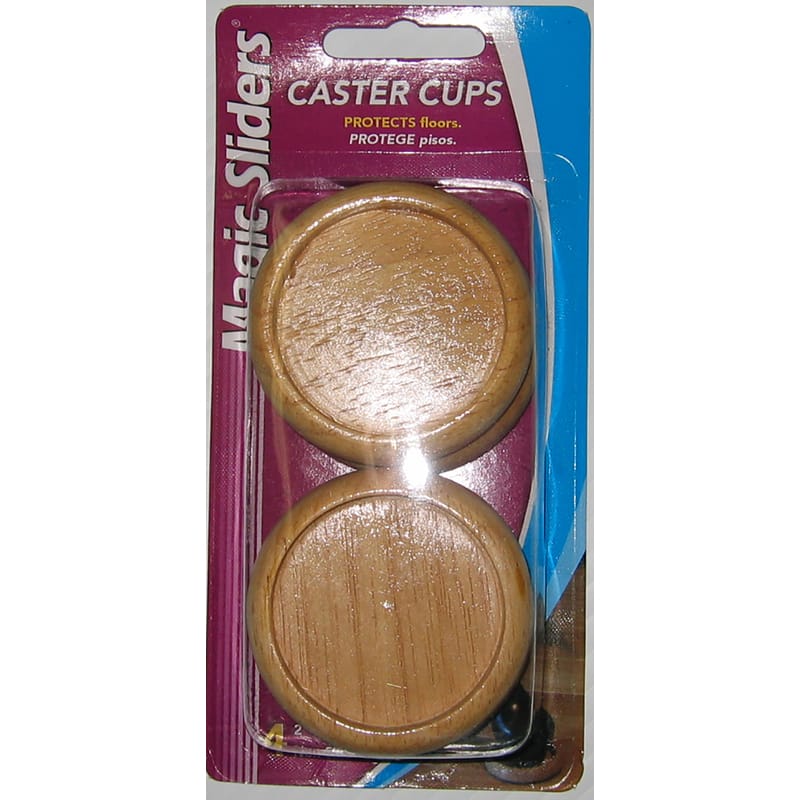 Magic Sliders 30811 Plastic Caster Cup Oak Round 2 in. W X 2 in. L 4 pk