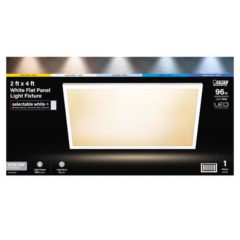 Feit FP2X4/6WY/WH EDGELIT 1 in. H X 24 in. W X 48 in. L Frost White LED Flat Panel Light Fixture