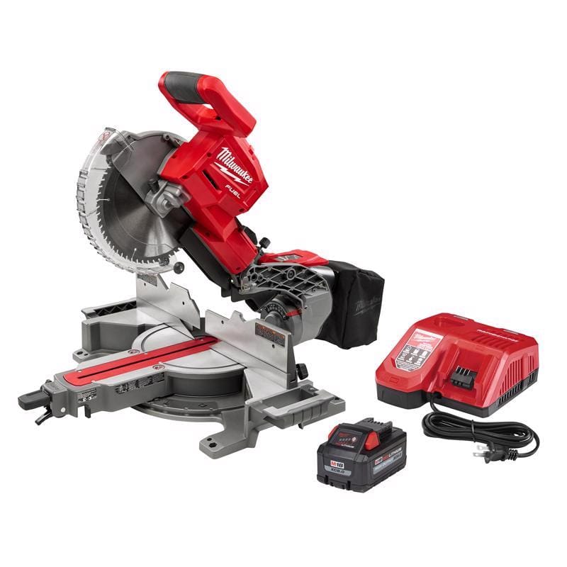 Milwaukee 2734-21 M18 FUEL 10 in. Cordless Brushless Dual-Bevel Sliding Compound Miter Saw Kit (Battery & Ch