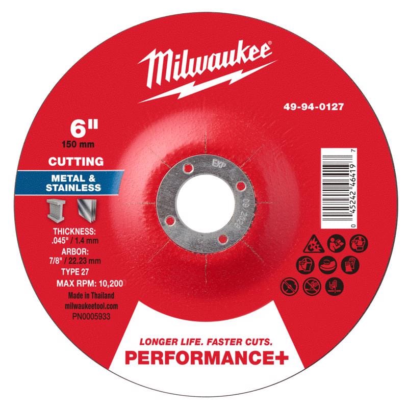 Milwaukee 49-94-0127 6 in. D X 7/8 in. X .045 in. thick Metal Cut-Off Wheel 1 pc