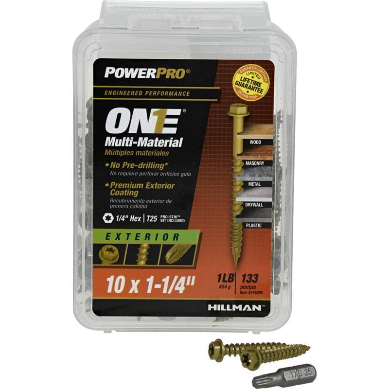 Hillman 116895 Power Pro No. 10 Ga. X 1-1/4 in. L Star Hex Washer Head Coarse Multi-Material Screws