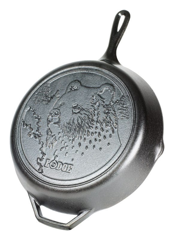 Lodge L10SKWLBR Wildlife Series-Brown Bear Cast Iron Skillet 12 in. Black