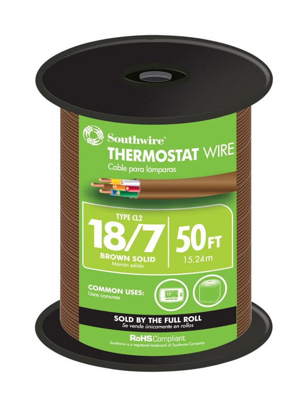 Southwire 64170422 50 ft. 18/7 Solid Copper Thermostat Wire