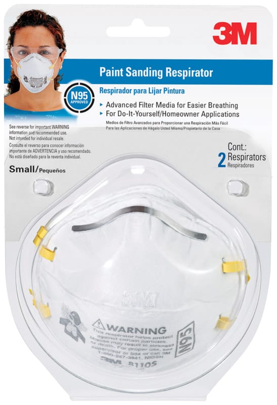 3M 8110SP2-DC N95 Paint Sanding Disposable Particulate Respirator White S 2 pk