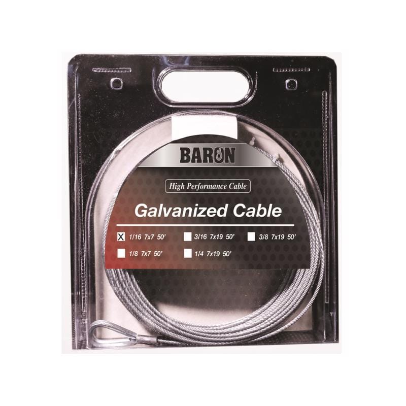 Baron 66005 1/16 in. D X 50 ft. L Galvanized Steel Aircraft Cable