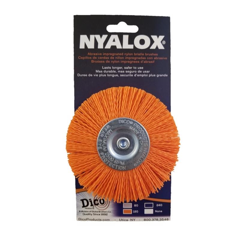 Dico 541-778-4 Nyalox 4 in. Medium Crimped Mandrel Mounted Wheel Brush Nylon 2500 rpm 1 pc