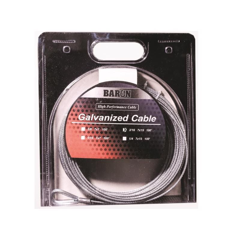 Baron 7005 3/16 in. D X 50 ft. L Galvanized Steel Aircraft Cable