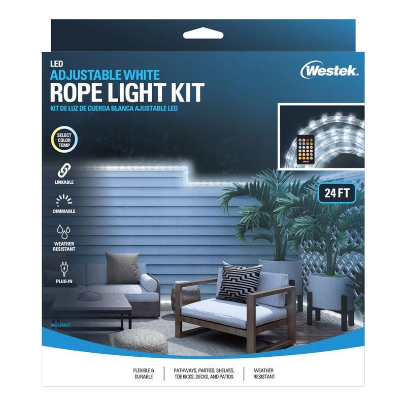 Westek ROPE24CCT 24 ft. L White Plug-In LED Rope Light Kit 548 lm