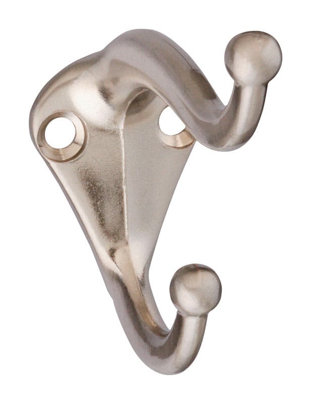 National Hardware N325-480 2.75 in. L Satin Nickel Silver Zinc Coat/Hat Hook 35 lb. cap. 1 pk