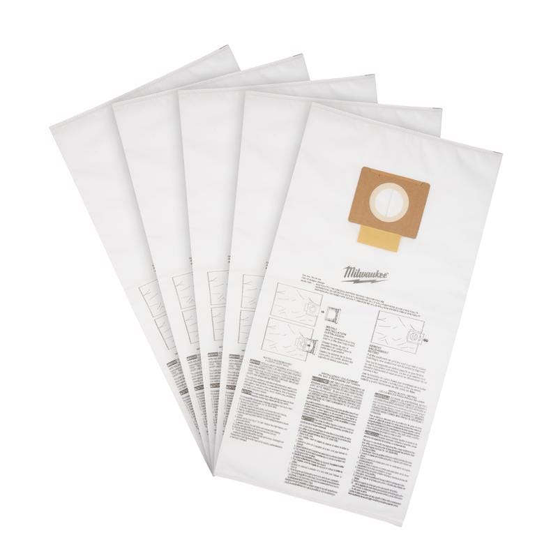 Milwaukee 49-90-1989 Wet/Dry Shop Vac Dust Collector Bags 9 gal 5 pc