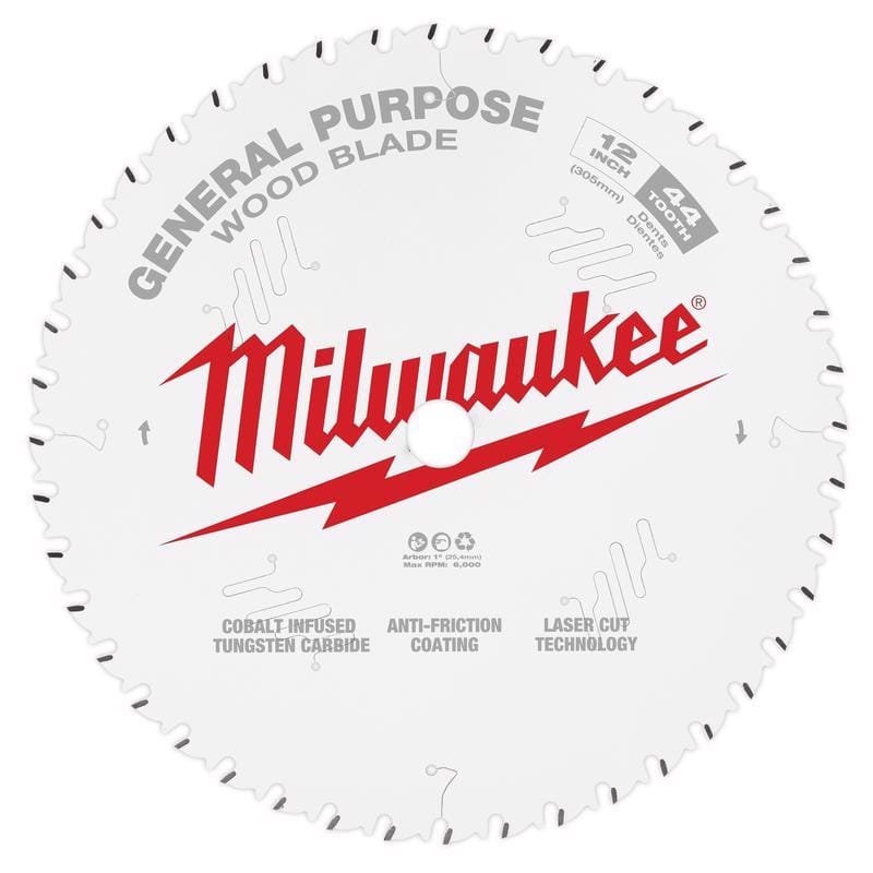 Milwaukee 48-40-1220 12 in. D X 1 in. General Purpose Tungsten Carbide Saw Blade 44 teeth 1 pk