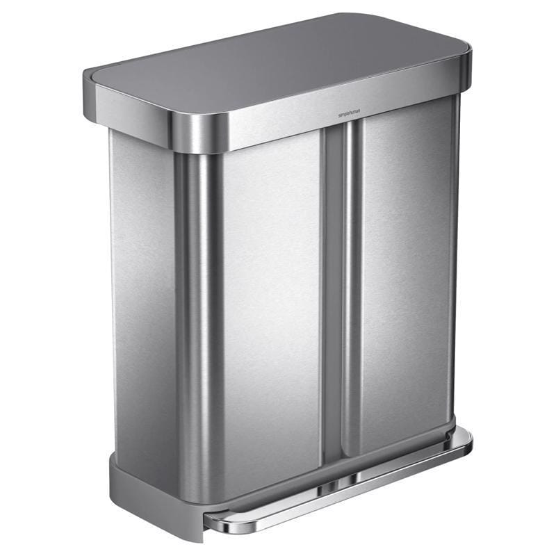 Simplehuman CW2209 58 L Metallic Silver Plastic/Stainless Steel Dual Compartment Trash Can