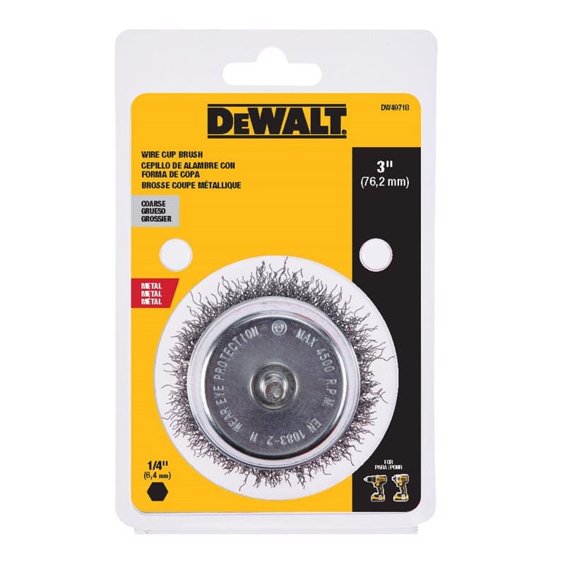 Dewalt DW49718 3 in. Coarse Crimped Wire Cup Brush Metal 4500 rpm 1 pc