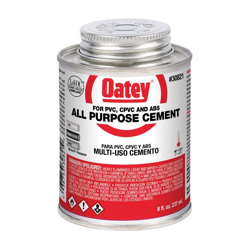 Oatey 30821 Clear All-Purpose Cement For ABS/CPVC/PVC 8 oz