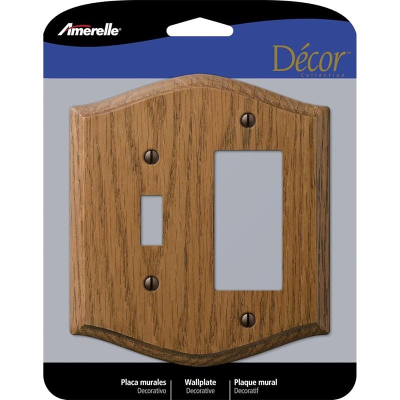 Amerelle 701TR Country Medium Brown 2 gang Oak Wood Decorator/Toggle Wall Plate 1 pk