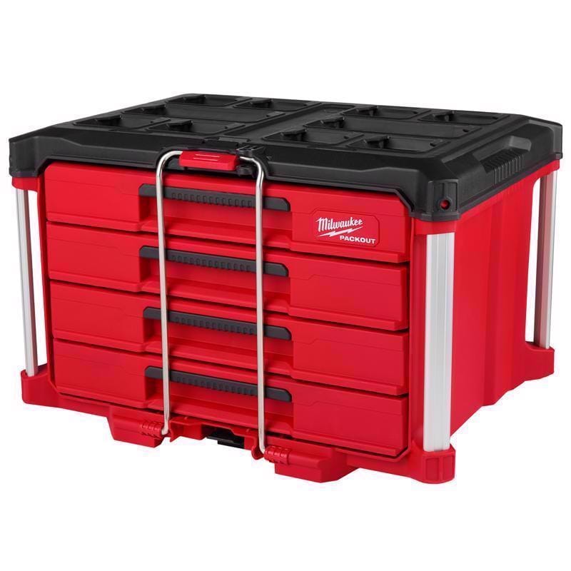 Milwaukee Tool 48-22-8444 Milwaukee Packout 16.3 in. Modular 4-Drawer Tool Box Black/Red