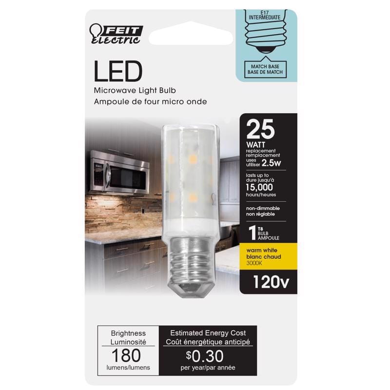Feit BP25T8N/SU/LED T8 E17 (Intermediate) LED Bulb Warm White 25 Watt Equivalence 1 pk