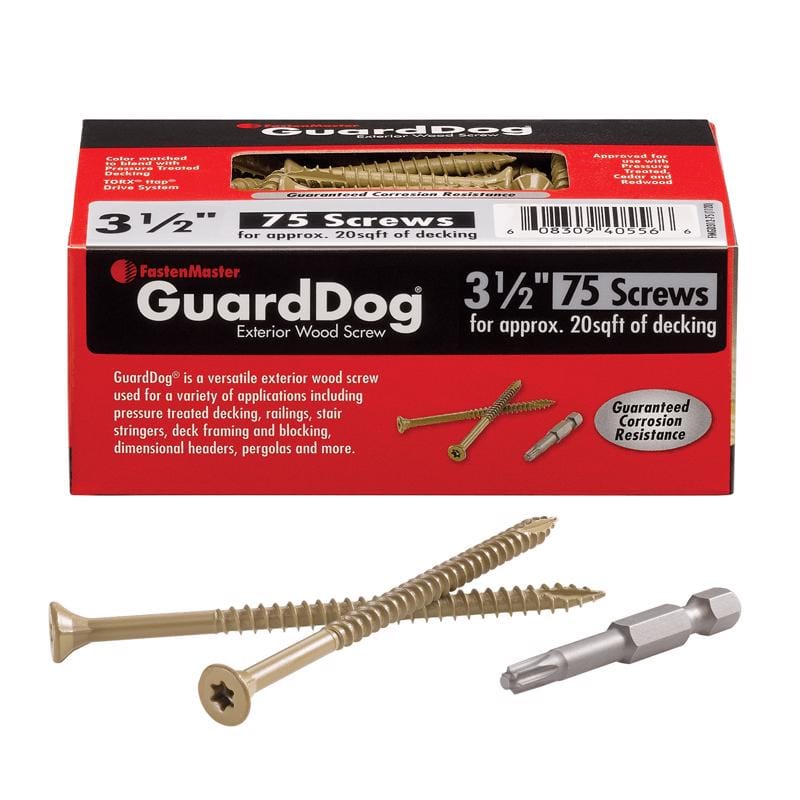 Fastenmaster FMGD312-75 GuardDog No. 10 X 3-1/2 in. L Gold Phillips/Square Bugle Head Deck Screws 75 pk