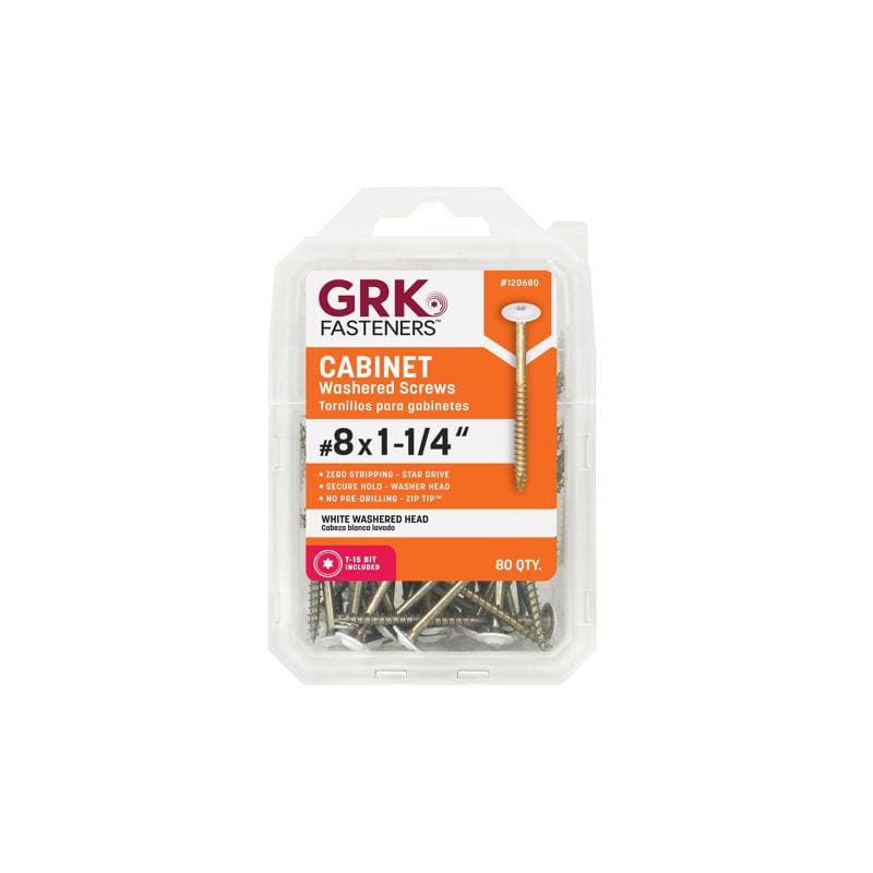 GRK Fasteners 120680 No. 8 X 1-1/4 in. L Star Climatek W-Cut Cabinet Screws 80 pk