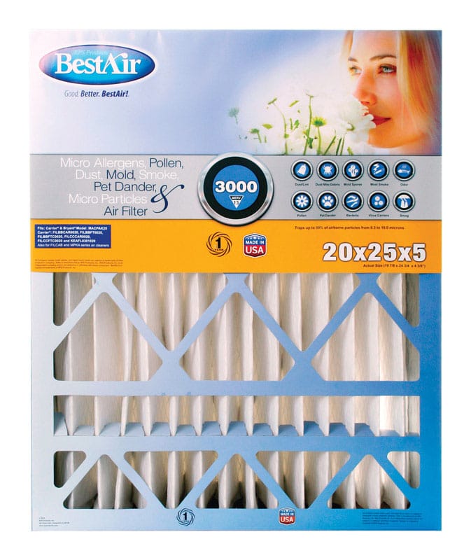 BestAir CB2025-13R 20 in. W X 25 in. H X 5 in. 13 MERV Pleated Air Filter 1 pk