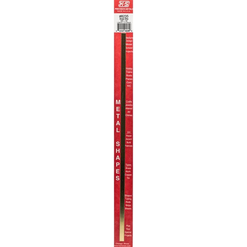 K&S 8235 0.03 in. X 0.25 in. W X 12 in. L Galvanized Brass Plain Metal Strip