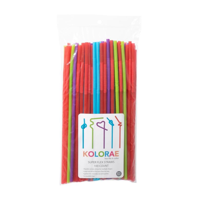 Blueoco KOL-1096 Kolorae Assorted Polypropylene Flexible Drinking Straws