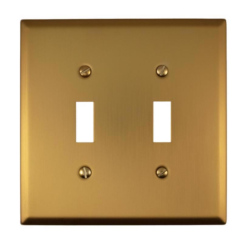 Amerelle 173TT-BG Oxford Brushed Gold 2 gang Steel Toggle Wall Plate 1 pk