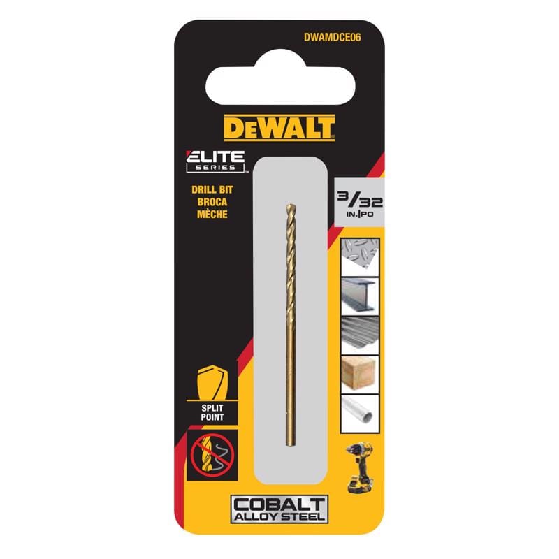 Dewalt DWAMDCE06 ELITE SERIES 3/32 in. X 2.2 in. L Cobalt Steel Split Point Drill Bit Round Shank 1 pc