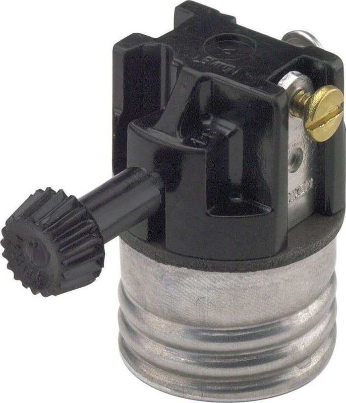 Leviton 07090-00M Aluminum Incandescent Medium Base 3-Way Turn Knob Socket 1 pk