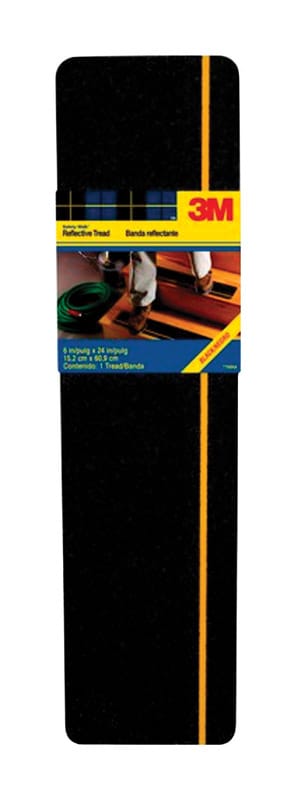3M 600BY-T6X24 Safety-Walk Black Reflective Adhesive Tread 6 in. W X 2 ft. L 1 pk