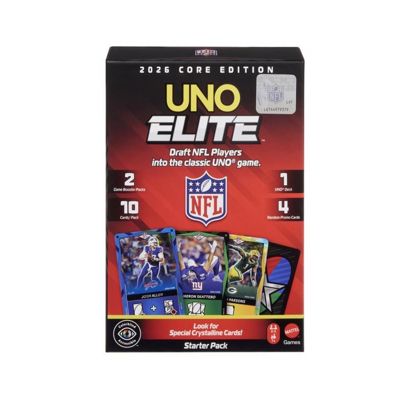 Mattel JNF94 UNO Elite NFL 2025 Core Edition Starter Pack Card Game