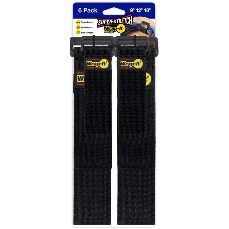 Wrap-It 706-928B Super Stretch 12 in. L Black Polypropylene Cord Wrap
