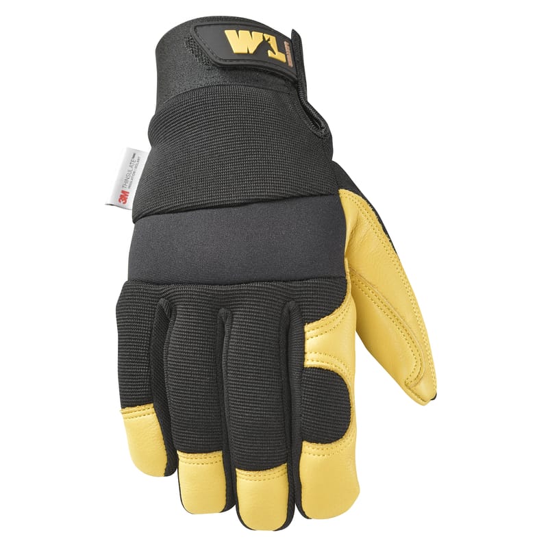 Wells Lamont 3233XL Men's Saddletan Grain Winter Work Gloves Black/Yellow XL 1 pair