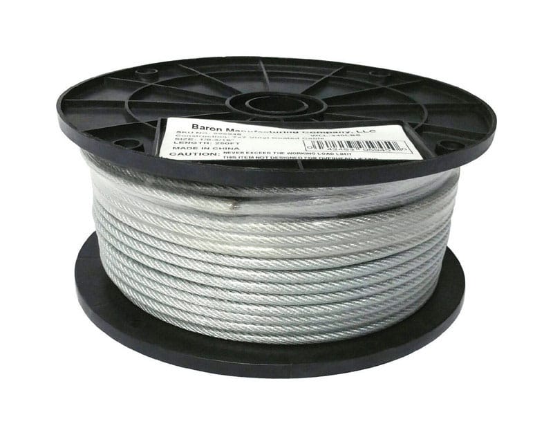 Baron 695945 1/8 in. D X 250 ft. L Clear Vinyl Galvanized Steel Aircraft Cable