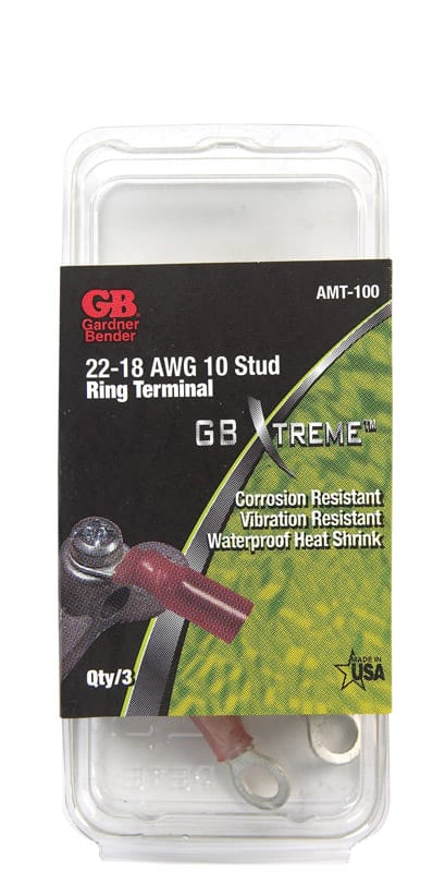 Gardner Bender AMT-100 Xtreme 22-18 Ga. Insulated Wire Ring Terminal Red 3 pk