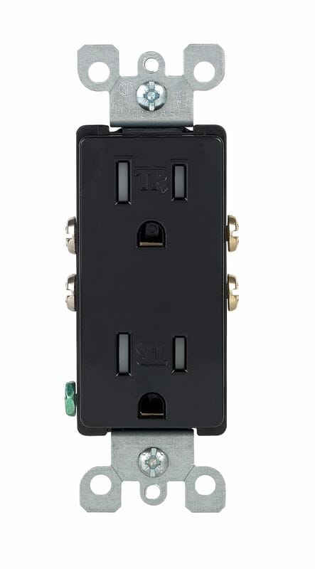 Leviton T5325-DE Decora 15 amps 125 V Duplex Black Outlet 5-15R 1 pk