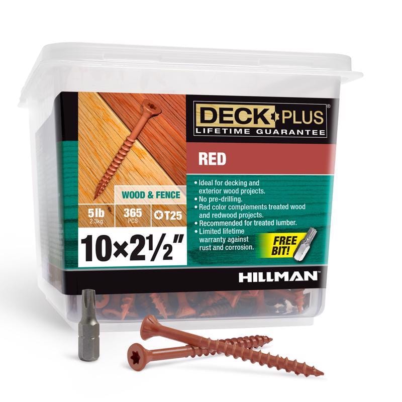 Hillman 48430 Deck Plus No. 10 Ga. X 2-1/2 in. L Red Star Flat Head Exterior Deck Screws 5 lb 365 pk