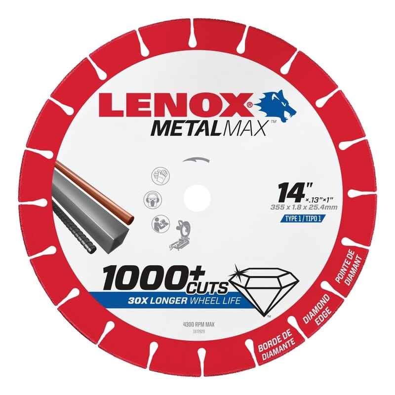 Lenox 1972929 MetalMax 14 in. D X 1 in. X .130 in. thick Diamond/Metal Cut-Off Wheel 1 pc