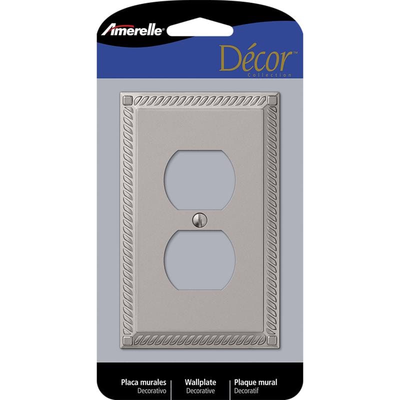 Amerelle 54DN Georgian Satin Nickel 1 gang Die-Cast Metal Duplex Wall Plate 1 pk