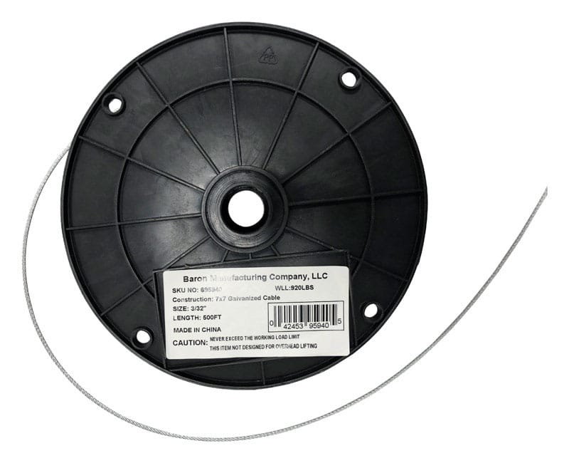 Baron 695940 0.09375 in. D X 500 ft. L Zinc Plated Galvanized Steel Cable