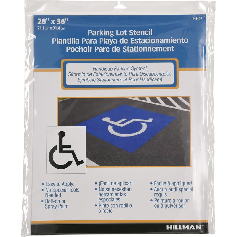 Hillman 843409 English White Handicap Parking Lot Stencil 36 in. H X 28 in. W