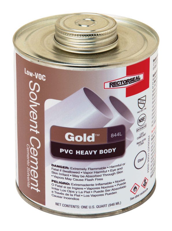 RectorSeal 55954 Gold Clear Solvent Cement For PVC 32 oz